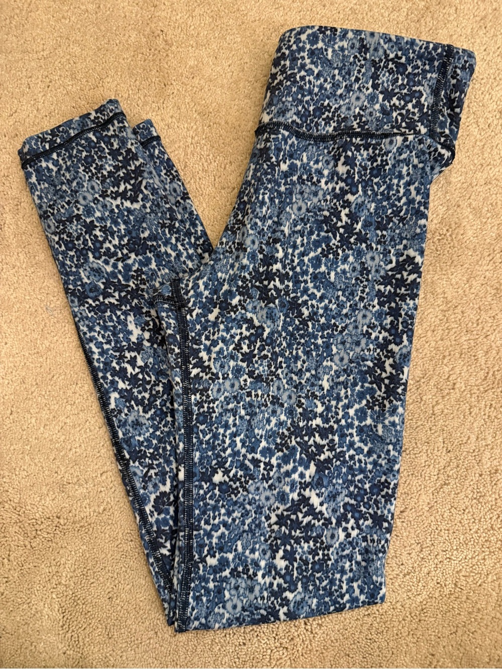 Athleta Blue Floral Print Kids Leggings